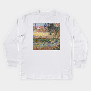 Vincent Van Gogh- Flowering Garden Kids Long Sleeve T-Shirt